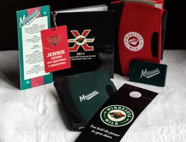 Annual Suite Holder Incentive Trip Minnesota Wild Hockey Team Door Hanger Menu Name Badge Photo Book