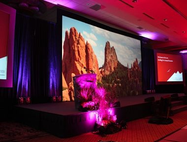 Conference Ballroom Stage Set Denver Colorado Omni Interlocken Hotel Garden of the Gods